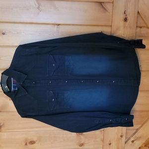 Mens sz Small Long sleeve Button Down Collared 2 tone color ⚫️  Black